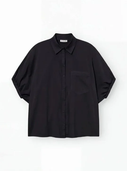 Bluse Cowboy Collar Voile Schwarz