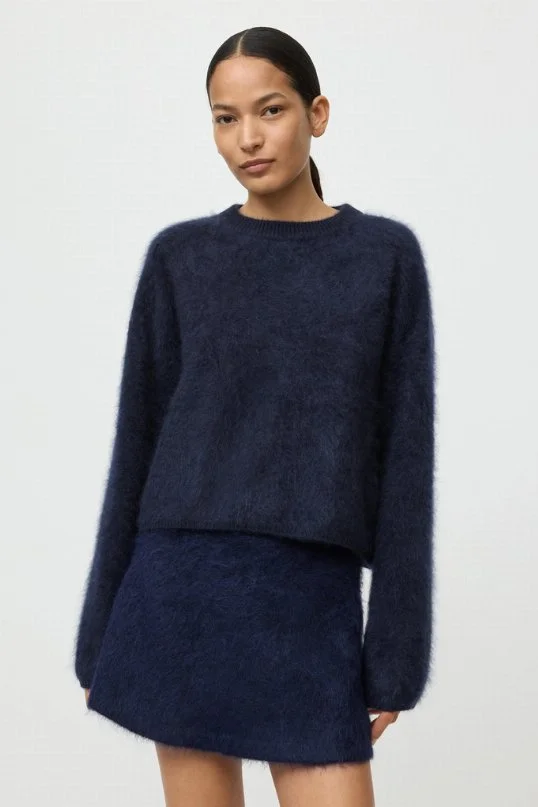 Pullover Cashmere Brushed Crewneck Navy