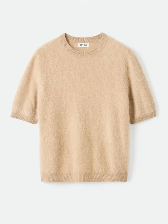 Pullover Brushed Short Sleeve Camel