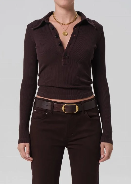 Long Sleeve 60's Polo Choco