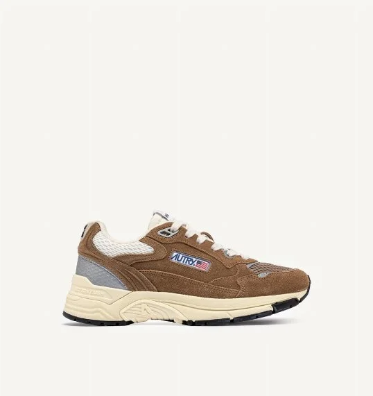 Sneaker Hyperway in Suede Mesh Cigar/Silver