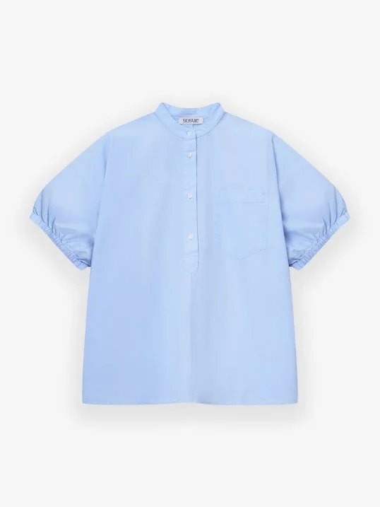 Bluse Cowboy Button Cotton Light Blue