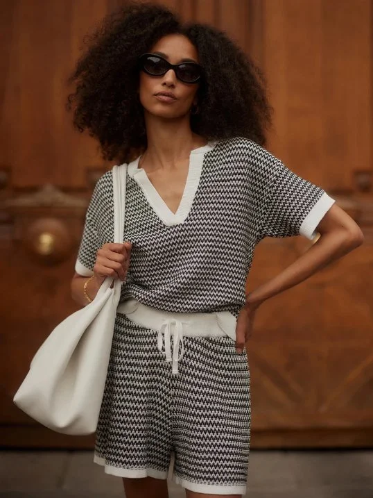 Shorts Villiers Knit Short Snow White Black